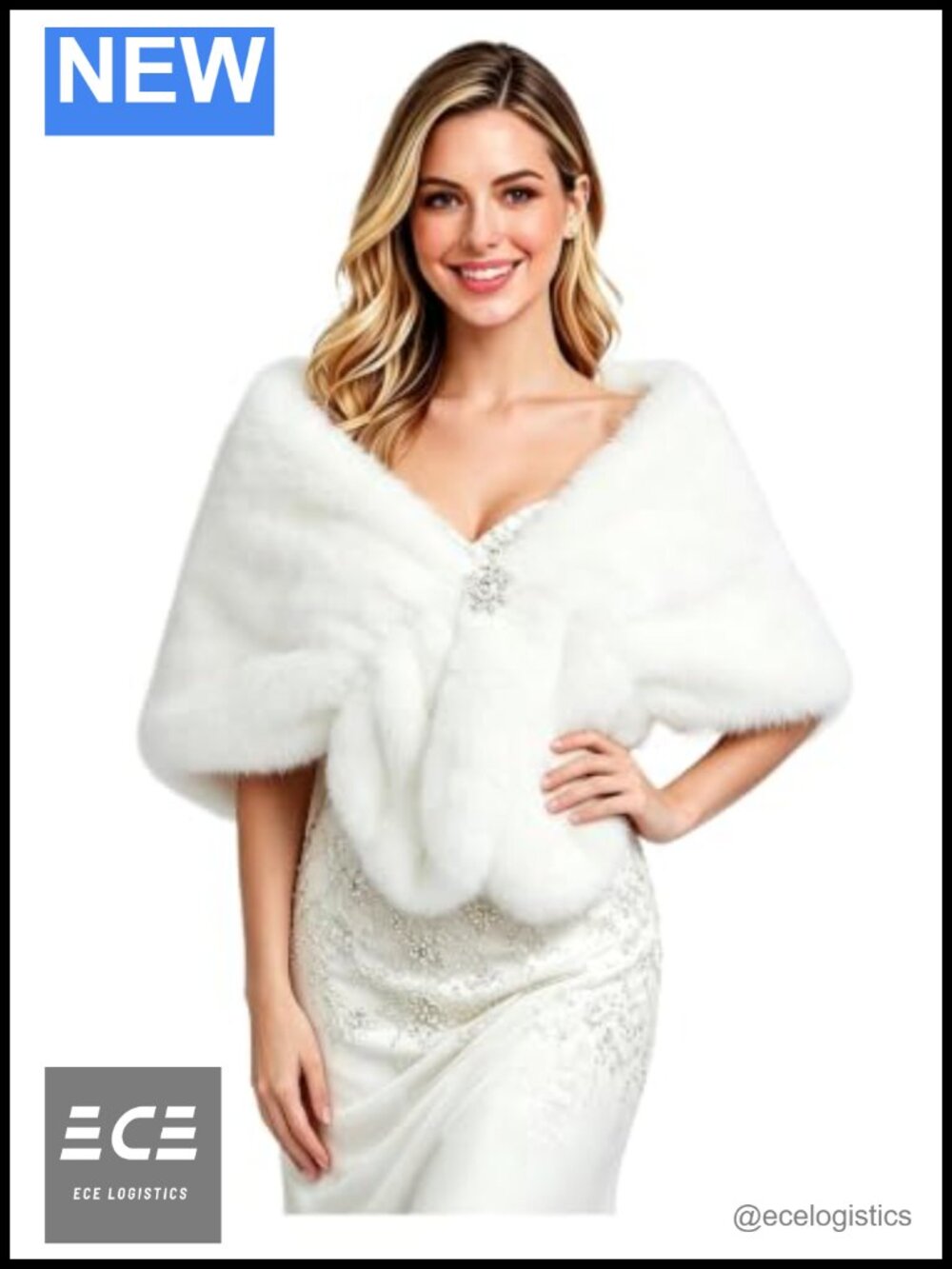 Faux Fur Shawl Wedding Wrap Cape Bridal Stole for Bride & Bridesmaids